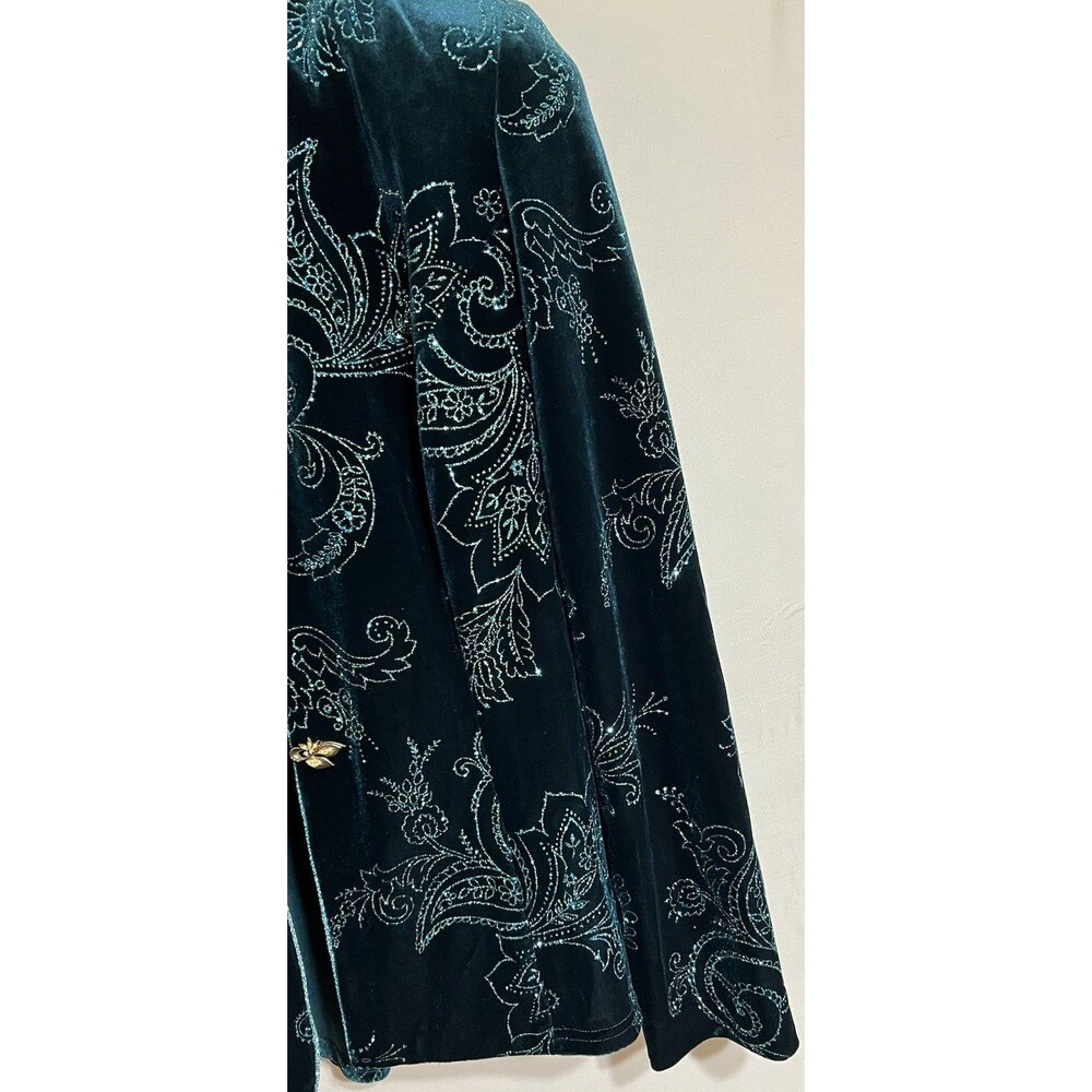 Velvet green glitter 2 pc dress & Jacket grandma mom formal Wedding Bling LN - Picture 3 of 12